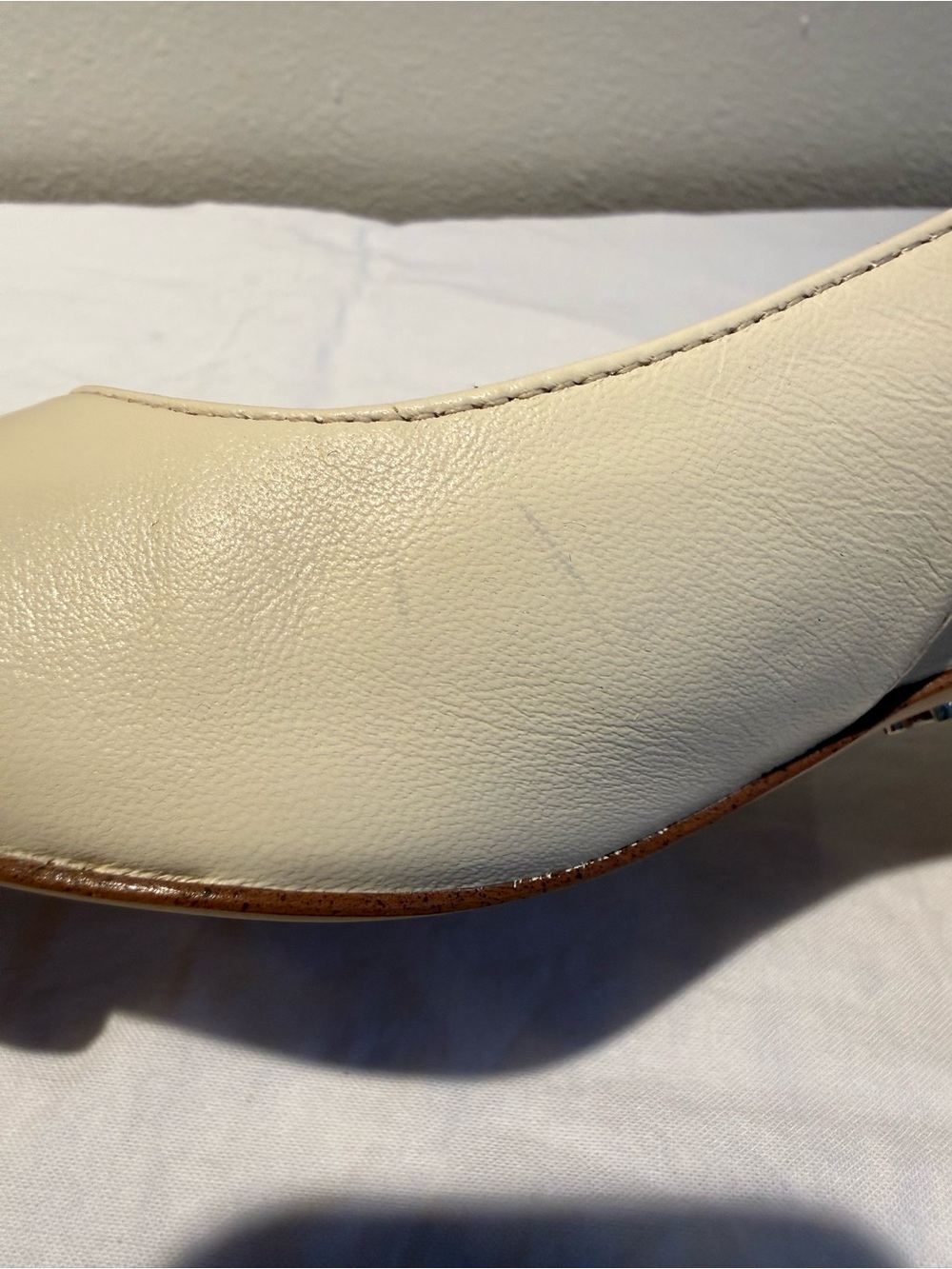 Sam Edelman Leather Cream Slingback Block Heels Sz 5.5 Ivory Square Toe Pumps - Picture 13 of 13